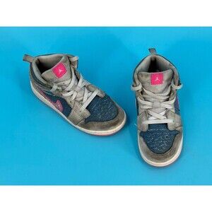 Nike Air Jordan 1 Mid SE Toddler 10C Denim Pink Sequin Sneakers HQ2000-400